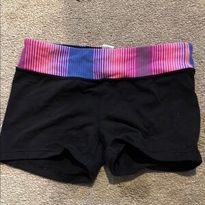 Women's Black Shorts with Multicolor Waistband